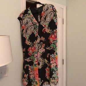 Ralph Lauren black floral v neck shift dress 10